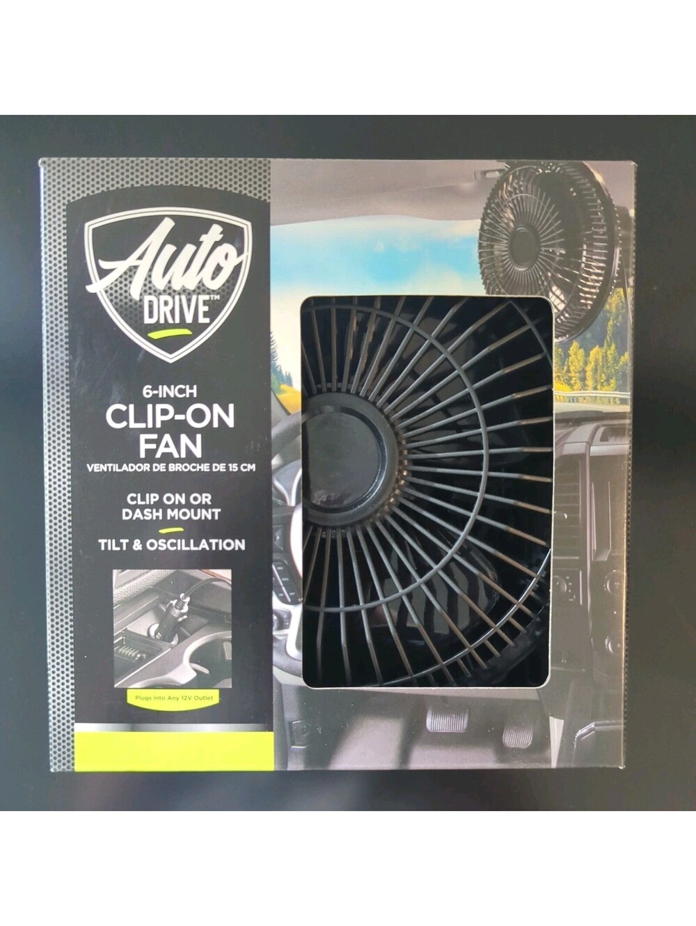 Auto DRIVE 6-inch Clip-On/Dash Mount Fan Oscillating 12V Easy Install Black NEW